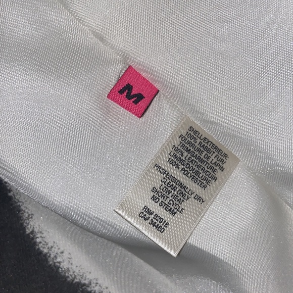 VINTAGE JUICY COUTURE Y2K WHITE RABBIT FUR COAT LEATHER JACKET NEW VIVA LA JUICY - Picture 13 of 17